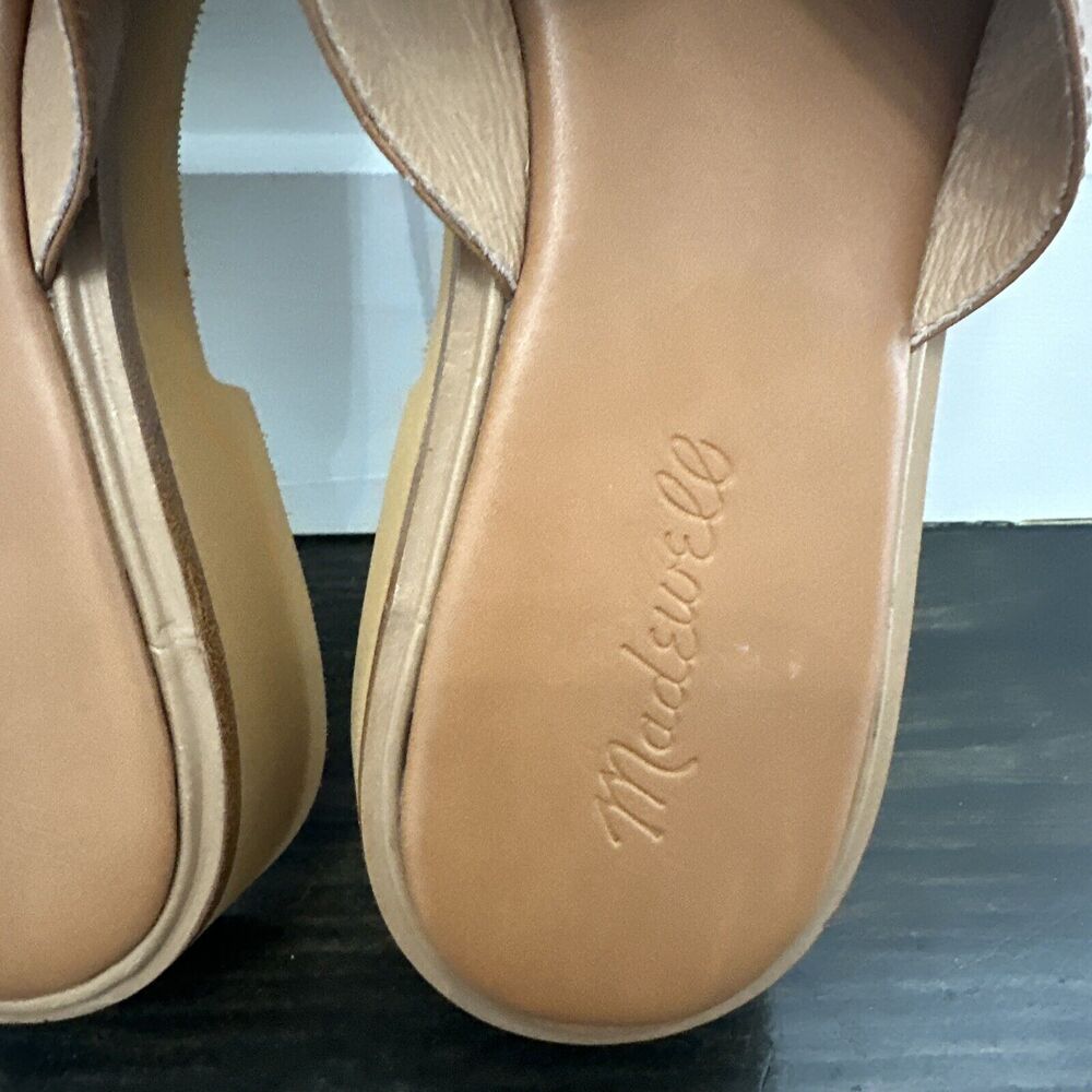 Madewell The Alina Platform Slides Slip-On Sandals Leather Desert Camel Size 9 - Picture 6 of 11